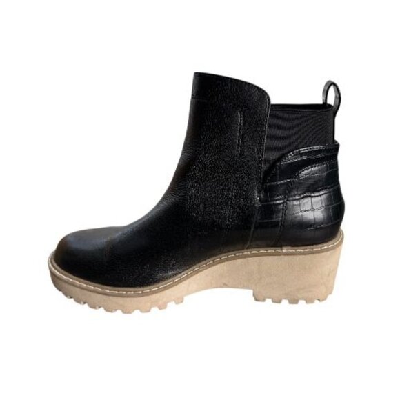 Dolce Vita DV Rielle Black Leather Platform Wedge Chelsea Boots Women's Size 8.5 - Picture 6 of 12